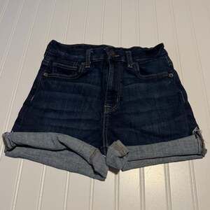 American Eagle Next Level Stretch Curvy Hi-Rise Shortie Cuffed Denim Shorts